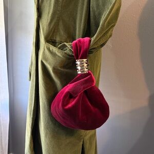 Velvet Burgundy Knot Bag with Silver Rings – Perfect for the Holidays ✨